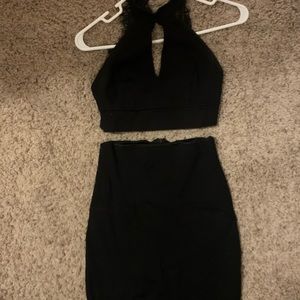 Two piece black mini dress